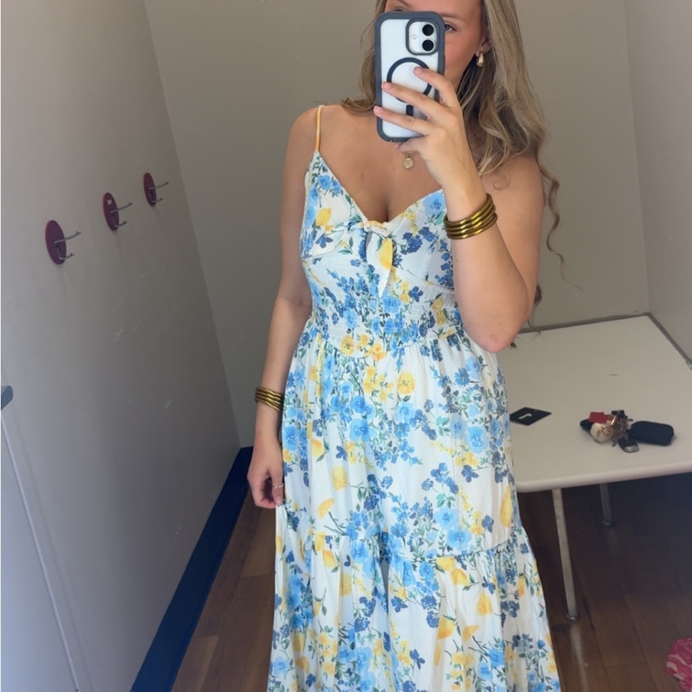 Floral Blue and Yellow Dress
